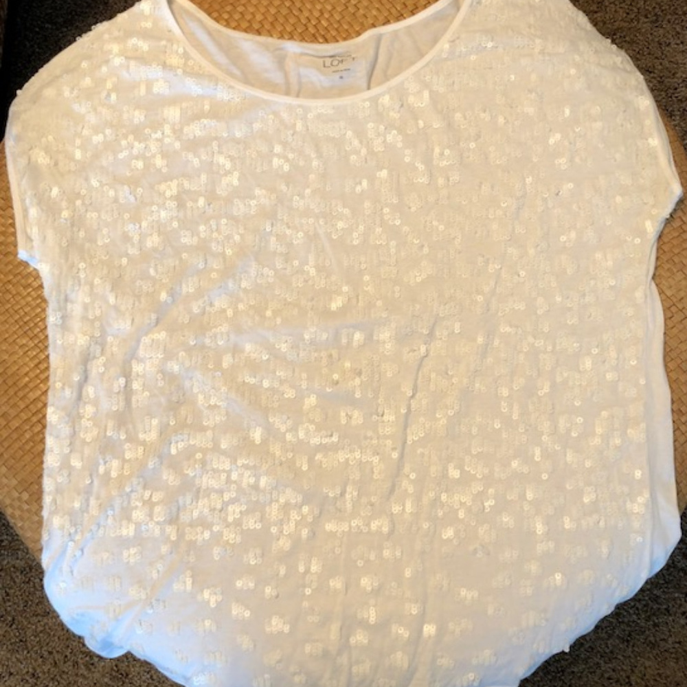 EUC White Sequin T-Shirt